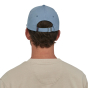 Back view of a man wearing the Patagonia eco-friendly 73 skyline cap in the light plume grey colour on a white background