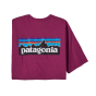Back of the Patagonia mens organic cotton responsibili-tee in the star pink colour on a white background
