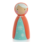 Peepul plastic-free handmade wooden Mrs Claus peg doll toy on a white background