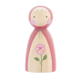 Peepul plastic free wooden summer flower peg doll on a white background