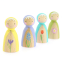 Peepul Spring Flowers Doll toy set in a diagonal line on a white background