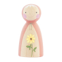 Peepul wooden summer flower doll toy on a white background