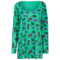 green women's long-sleeved fitted top with the mountain bear print from piccalilly