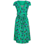 green adult wrap dress with the mountain bear print from piccalilly