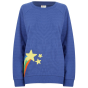 blue organic cotton sweatshirt with a fabulous shooting star with a rainbow tail applique from piccalilly