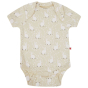 pale cream organic cotton short-sleeve baby body with an adorable white rabbit print from piccalilly