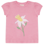pink organic cotton t-shirt with the white daffodil applique from piccalilly