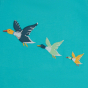 Close up of the flying ducks embroidery on the Piccalilly flying ducks t-shirt 