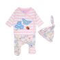 soft pink organic cotton 3-piece baby set with the little lamb print  from piccalilly