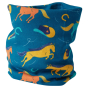 blue organic cotton neck warmer with the bright wild horses print from piccalilly