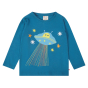 Piccalily kids organic cotton blue alien print top on a white background