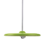 Side view of the PlanToys Green Saucer Swing pictured on a plain background