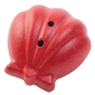 The PlanToys Shell Bath Toy showing the red surface with two small holes in the surface
