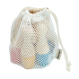 Plantoys eco-friendly wooden bowling game in a mesh bag on a white background