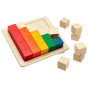 PlanToys children's plastic-free wooden coloured counting cubes on a white background