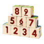 PlanToy plastic-free Waldorf blocks stacked in a pyramid showing the numbers 1-9 on the front