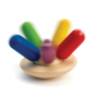 PlanToys plastic-free jellyfish toy upside down and spinning around on a white background