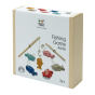 Box for the PlanToys kids fishing game set on a white background