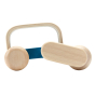 Side of the PlanToys wooden massage roller Waldorf sensory toy on a white background