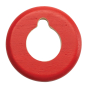 Red disc from the PlanToys twist and sort game on a white background showing the cut out notches