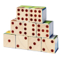 PlanToy plastic-free Waldorf blocks stacked in a pyramid showing counting dots from numbers 1-9 on the front
