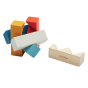 PlanToys plastic-free slotting wooden block puzzle on a white background