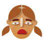 PlanToys build a face wooden toy laid out to look like a sad girl on a white background