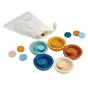PlanToys kids plastic-free orchard cups and counters set laid out on a white background