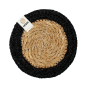 Respiin hand woven natural jute and seagrass coaster in the black colour on a white background