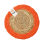 Respiin hand woven jute and seagrass drinks coaster in the orange and natural colour on a white background