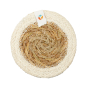 Back of the Respiin hand woven jute and seagrass drinks coaster in the white and natural colour on a white background
