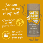 Salt of the Earth plastic-free amber and sandalwood solid deodorant stick packaging infographic