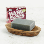 Shower Blocks, Hand Blocks Soap Bar and Box in Black Cherry with the Soap in a Wooden Soap Dish in the foreground