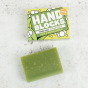 Hand Blocks Hand Soap Bar and Box- Lime & Sandalwood on a white speckled background