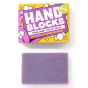 Hand Blocks purple Mango and Passionfruit soap bar on a white back ground
