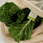 A Slice Of Green Organic Cotton Mesh Produce Bag - Extra Large close up of label with tare weight displayed