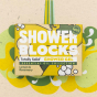 A Shower Blocks essential oil collection lemon & rosemary fragranced plastic free Gel Bar in it' s box pictured on a yellow and green coloured background 