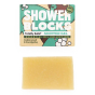 Shower Blocks essential oil collection  cedarwood and eucalyptus fragranced plastic free Gel Bar pictured next to the box on a plain background 