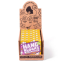 Hand Blocks purple Mango and Passionfruit soap boxs in a cardboard holder. Plastic free, plant based and made in the UK