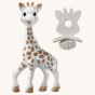 Sophie la Girafe® - So'Pure Original Teether & Natural Teether Gift Set. This gift set includes the original Sophie The Giraffe teething toy and a natural rubber teether, to help soothe sore gums