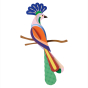 Studio Roof Tinjil bird of Paradise sat on a light brown tree branch