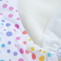 Tots Bots teenyfit reusable dotty botty nappy with close up of inside