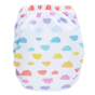 Tots Bots Teenyfit reusable nappy in cloud nine print on white background