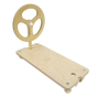 Triclimb wooden arben steering wheel toy on the arben top deck pickler triangle accessory on a white background