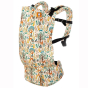 Tula Pre-School off-white child Carrier in the charmed print featuring woodland animals and scenery in autumnal colours, padded adjustable straps and belt closure