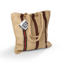 jute tote bag with red and black stripes and long handles from turtle bags
