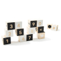 Uncle Goose plastic free wooden black and white number cube toys stacked on a white background