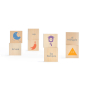 Uncle Goose handmade wooden Spanish vocabulary blocks stood up in 4 rows on a white background