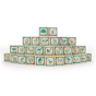 Uncle Goose Spanish animal toy blocks stacked in a pyramid on a white background