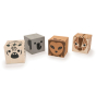Uncle Goose eco-friendly wooden safari cubelings blocks scattered on a white background